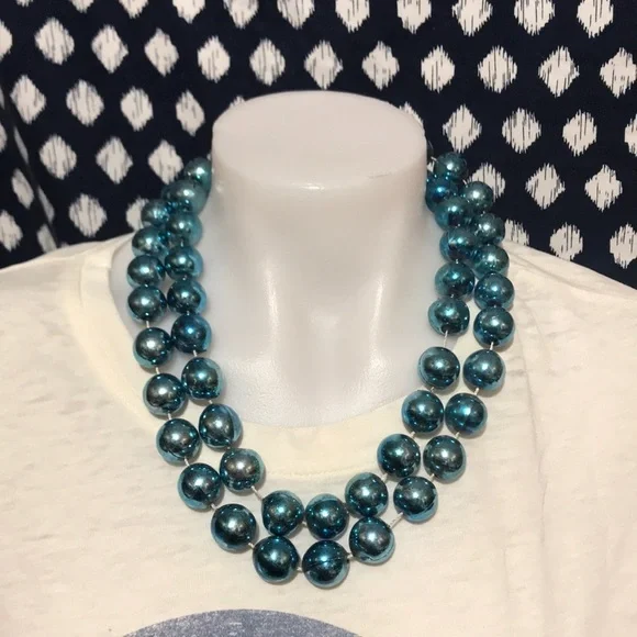 Blue Plastic Bead Costume Necklace Mardi Gras - Picture 1 of 5